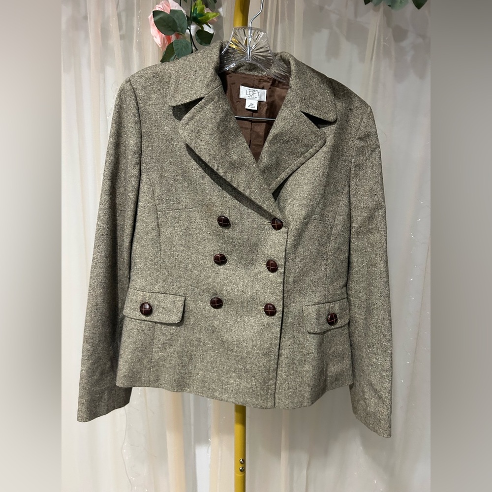 LOFT Women's Taupe Double-Breasted Blazer and pant (Set 2 pcs)